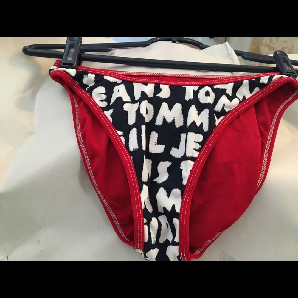 Tommy Hilfiger Junior Reversible Bikini Bottoms Red or Navy w/ Red Trim & Script